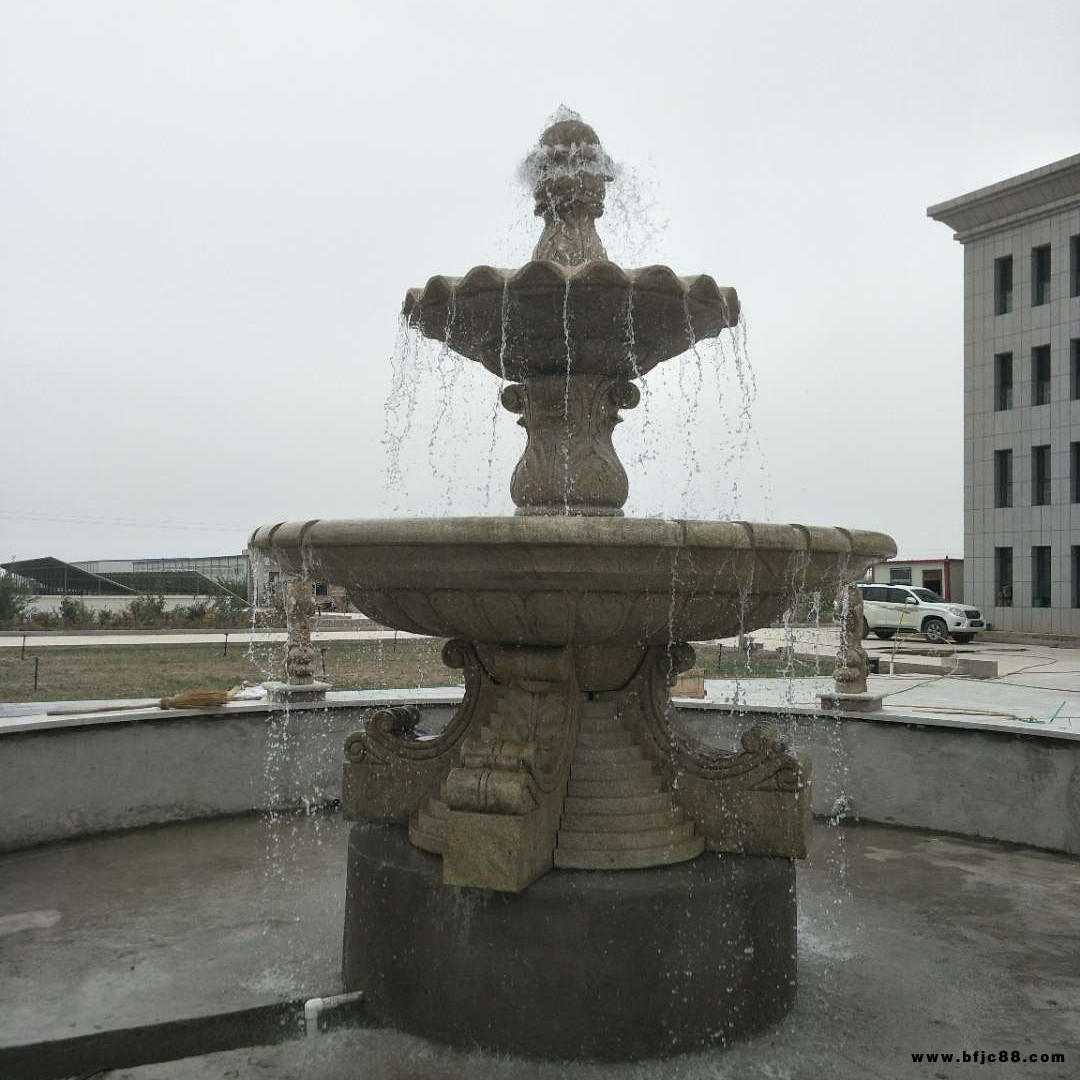 石雕歐式噴泉 漢白玉大理石噴水擺件 磅礴園林 廣場噴泉廠家 長期供應 歡迎咨詢