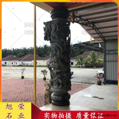 佛寺建筑石雕龍柱價格 青石龍柱 寺廟古建石雕盤龍柱體安裝