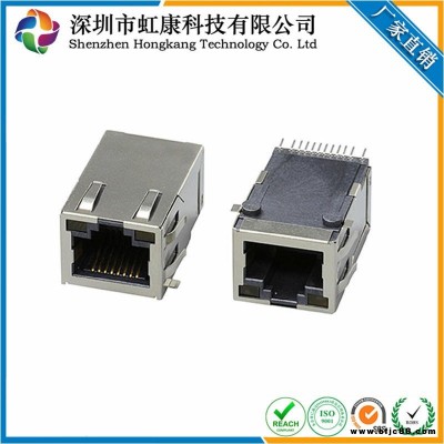 RJ45+變壓器 90度兩腳貼板SMT帶柱帶LED燈 虹康科技