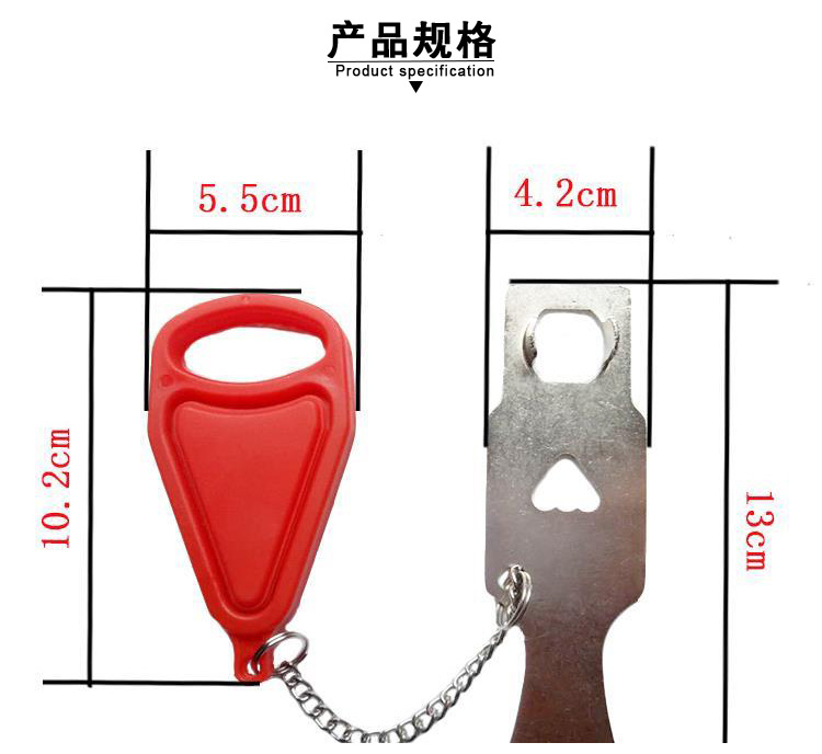 portable lock 便攜式安全門扣鎖 賓館房門頂門器阻門器 防盜鎖示例圖9