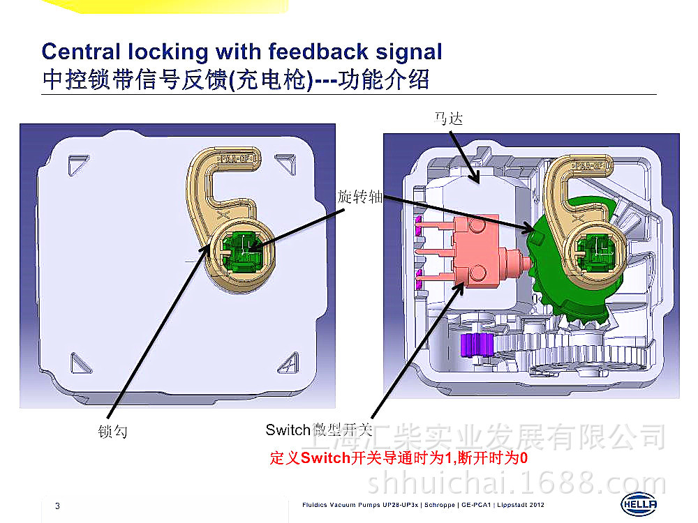 新能源 混合動力及電動轎車 6NW 011 122-027 充電電子鎖(執行器)示例圖3