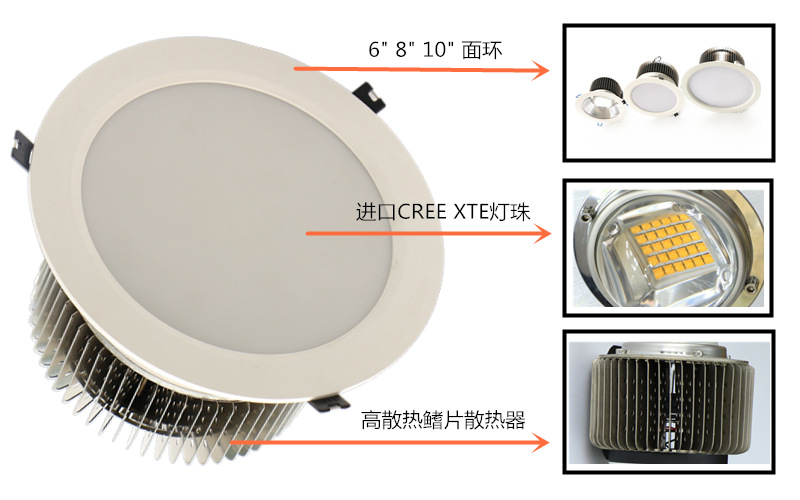 室內(nèi)LED射燈 KW-SD50W 60W 80W 100W 6寸8寸10寸大瓦數(shù)COB射燈示例圖10