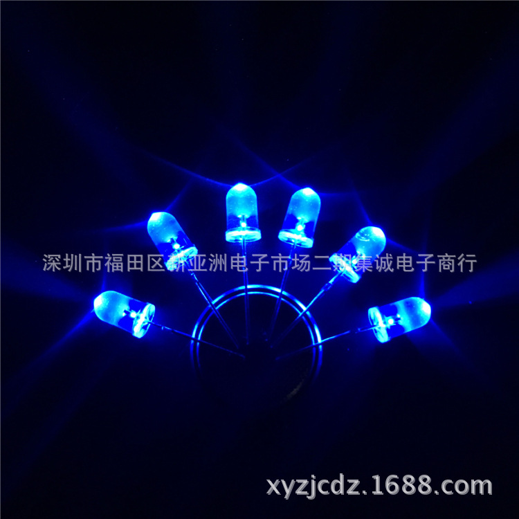 二極管 f5圓頭白發藍光 5mm藍燈長腳 led 直插件led燈示例圖3