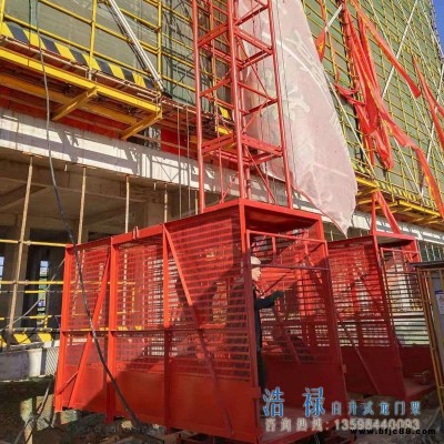 建筑單柱雙籠SS1T/1T施工升降機 物料高空垂直運輸升降機 建筑高層上料機