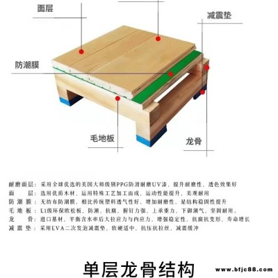 冀躍 室內球館木地板 單龍骨運動木地板 運動木地板