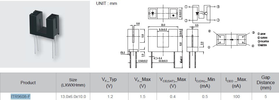 凹槽光電開關ITR9608-F,ITR9608專用于舞臺燈，搖頭燈示例圖1