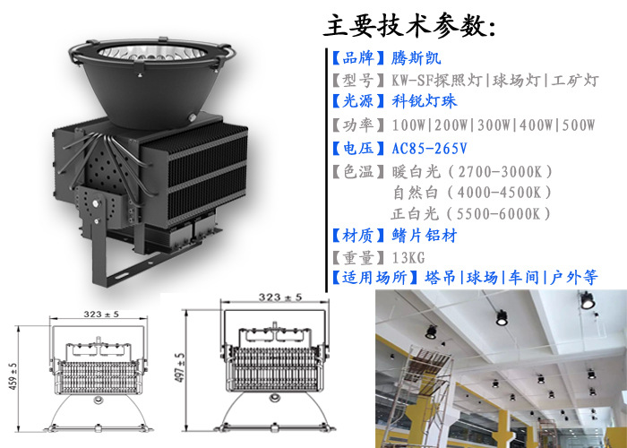 100w投光燈 200w 300w 400w 500wled投光燈廠家示例圖2