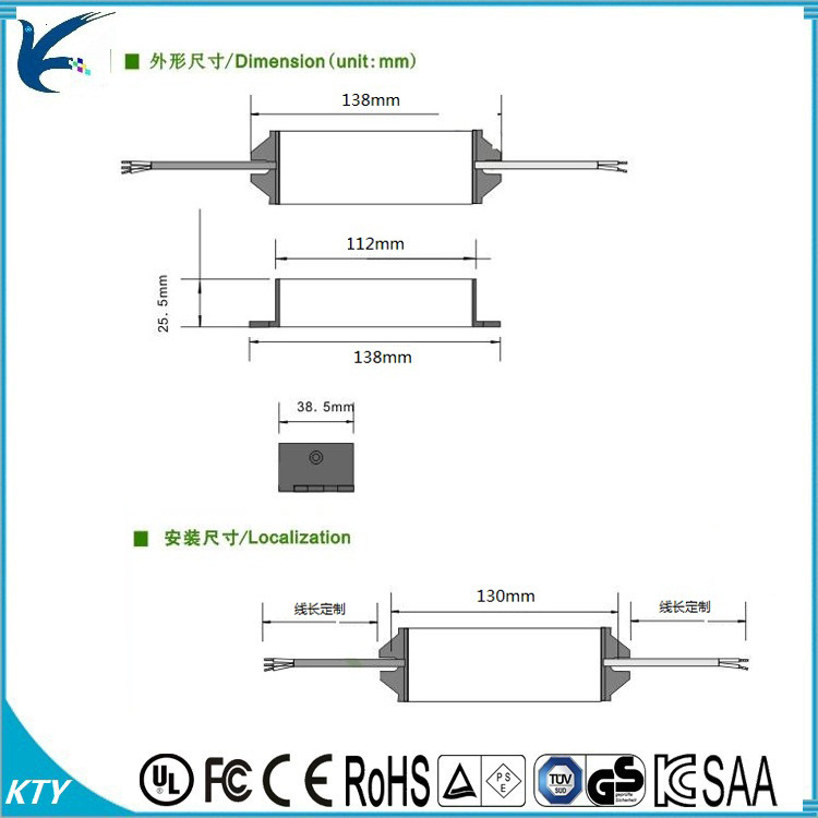 廠家直銷10串4并40W防水電源 高品質(zhì)恒流36V1.2A電源 投光燈電源示例圖3