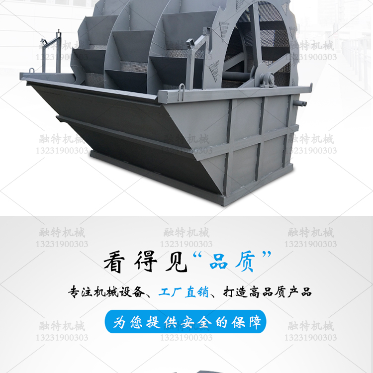 新型節水大型輪斗洗沙機設備 沙場礦石專用水洗全自動螺旋洗砂機示例圖5