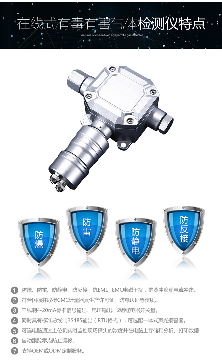 固定式濃度檢測儀MIC-300-NO檢測探頭變送器在線式報警儀示例圖3