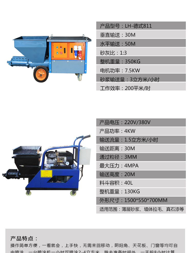 直銷大型德式砂漿噴涂機 隧道加固砂漿噴漿機 墻面快速砂漿噴涂機示例圖3