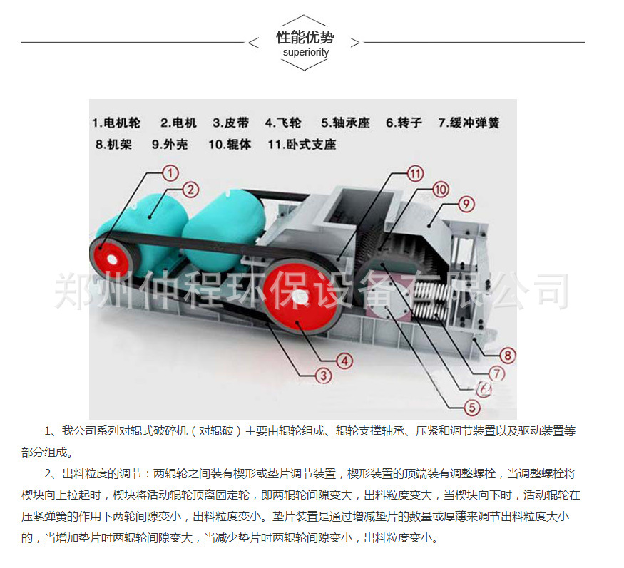 小型石英砂齒輥擠壓碎石機 石料廠用砂石破碎機 對輥式巖石破碎機示例圖10