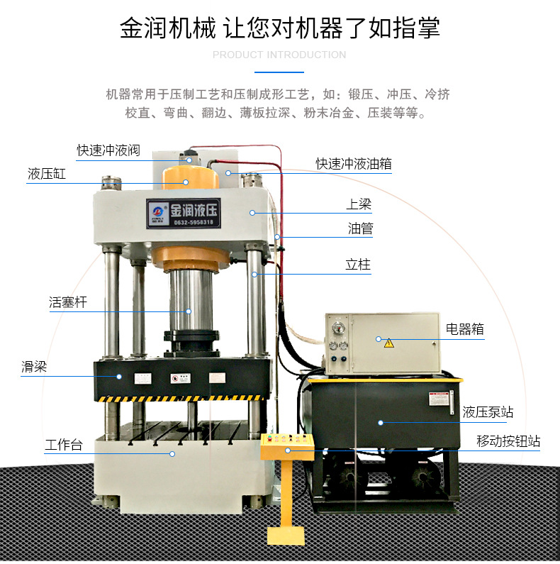 金潤直供四柱液壓機金屬粉末成型 四柱液壓機雙缸沖壓機示例圖8